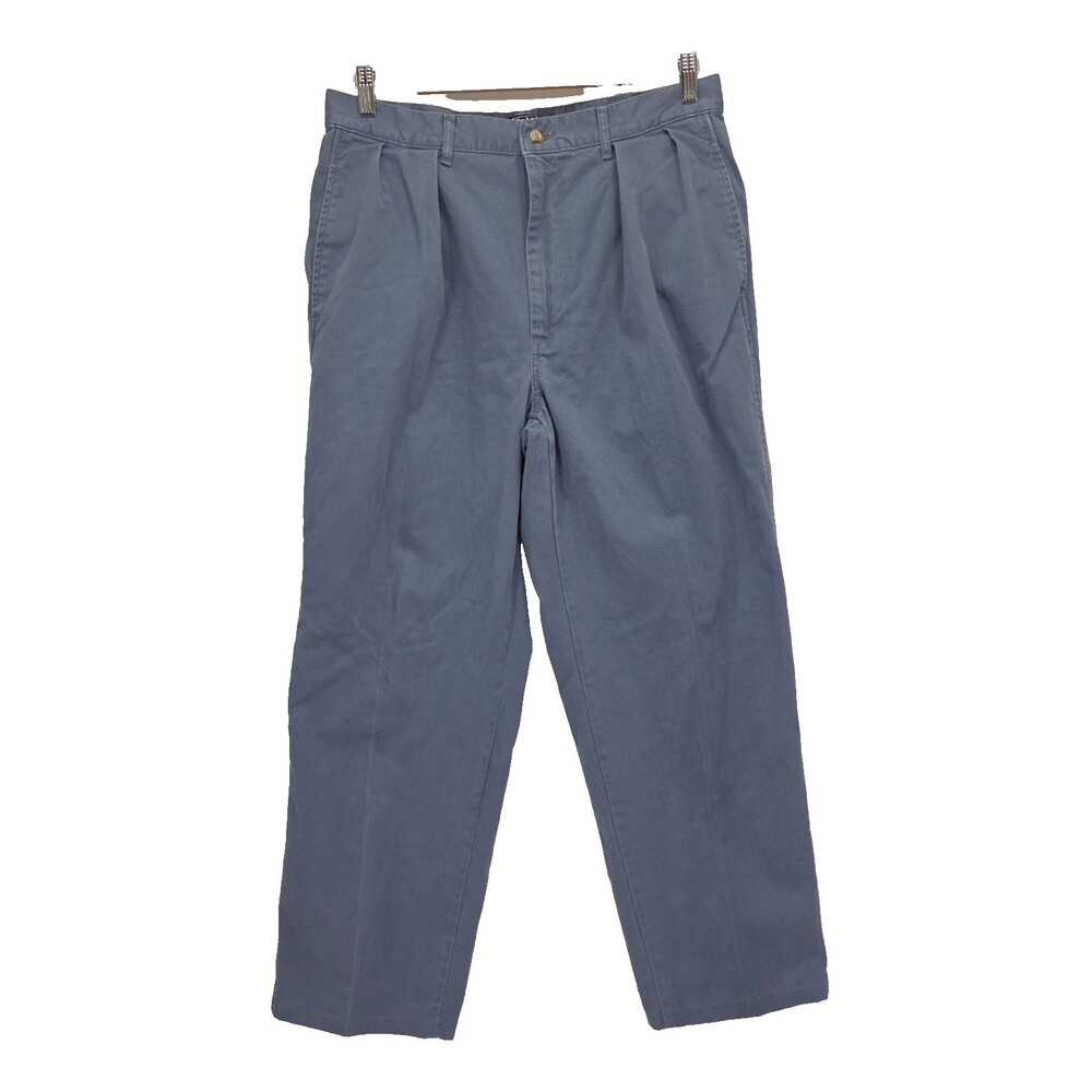 Vintage Polo Ralph Lauren Chino Pants Mens 33x29 Blue Pleated USA Cotton